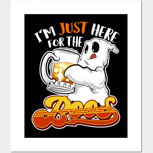 Funny Halloween Ghost Drinking Beer Posters and Art